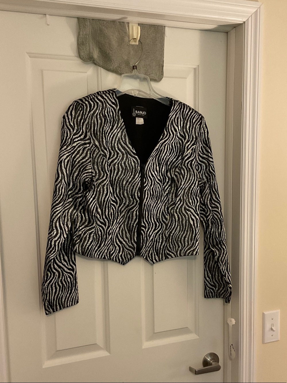 Vintage Banjo Western Black/White Zebra-Print Blazer Junior Large/Womens small